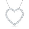 Thumbnail Image 1 of 0.25 CT. T.W. Diamond Lined Heart Pendant in 10K White Gold