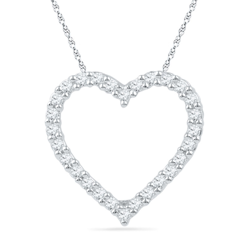 0.25 CT. T.W. Diamond Lined Heart Pendant in 10K White Gold