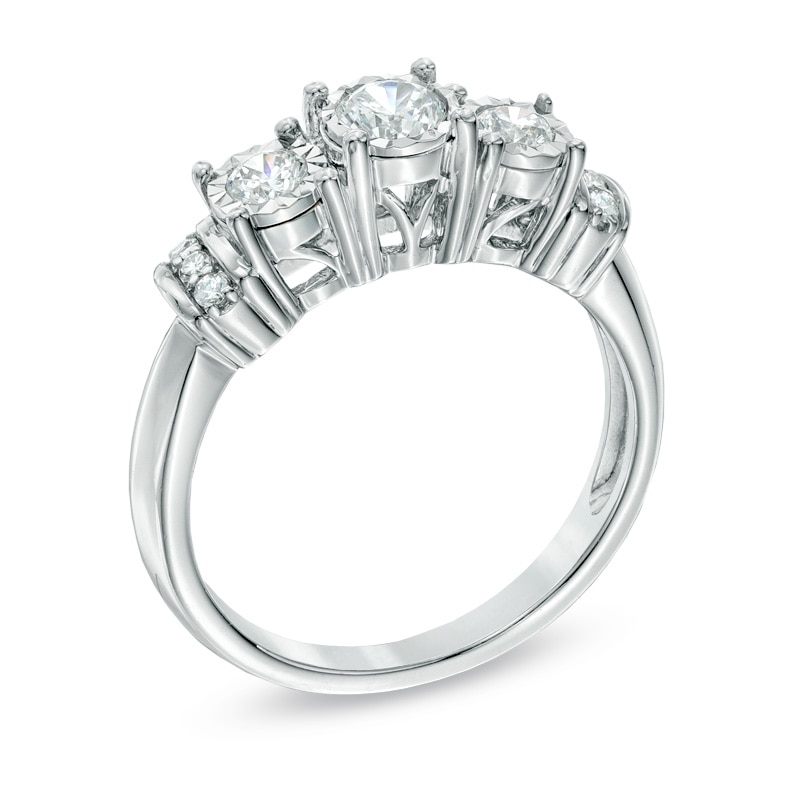 0.50 CT. T.W. Diamond Past Present Future® Engagement Ring in 10K White Gold