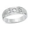 Men's 0.23 CT. T.W. Diamond Comfort Fit Three Stone Ring in 10K White Gold