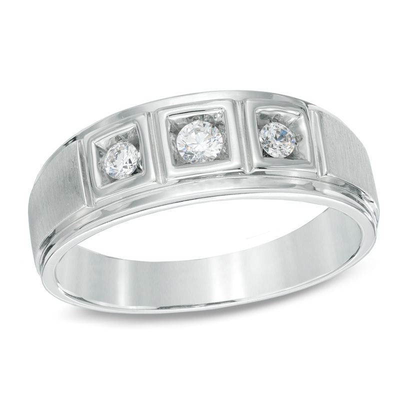 0.23 CT. T.W. Diamond Comfort Fit Three Stone Ring in 10K White Gold