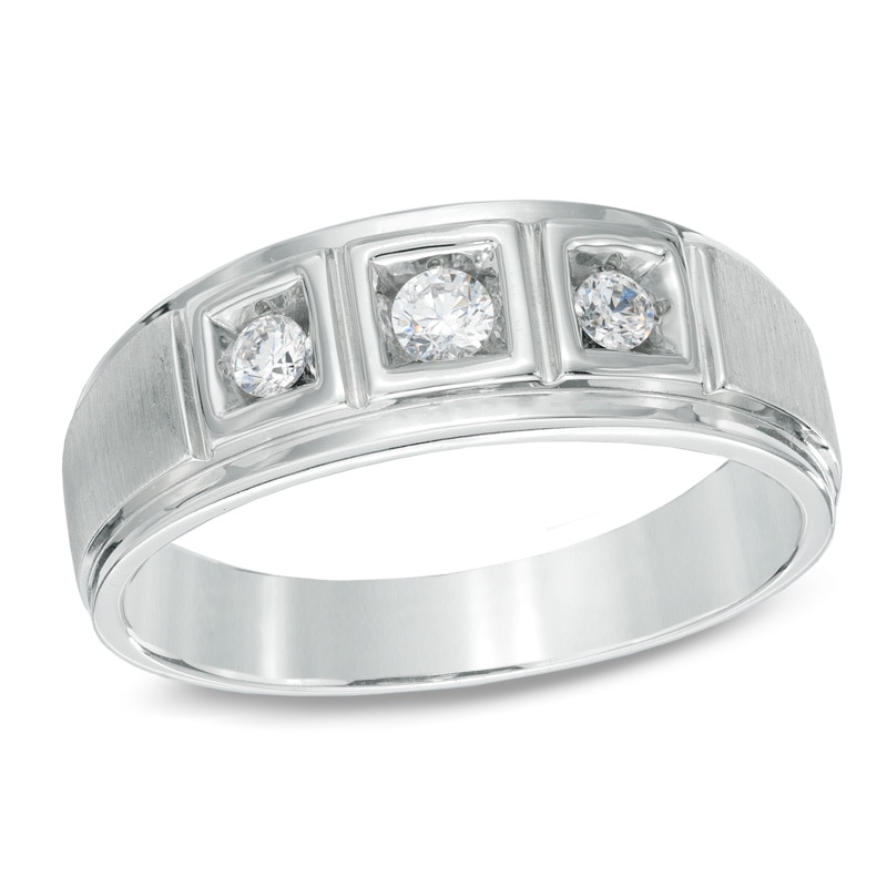 Main Image 1 of 0.23 CT. T.W. Diamond Comfort Fit Three Stone Ring in 10K White Gold