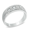 Thumbnail Image 1 of Men's 0.23 CT. T.W. Diamond Comfort Fit Three Stone Ring in 10K White Gold