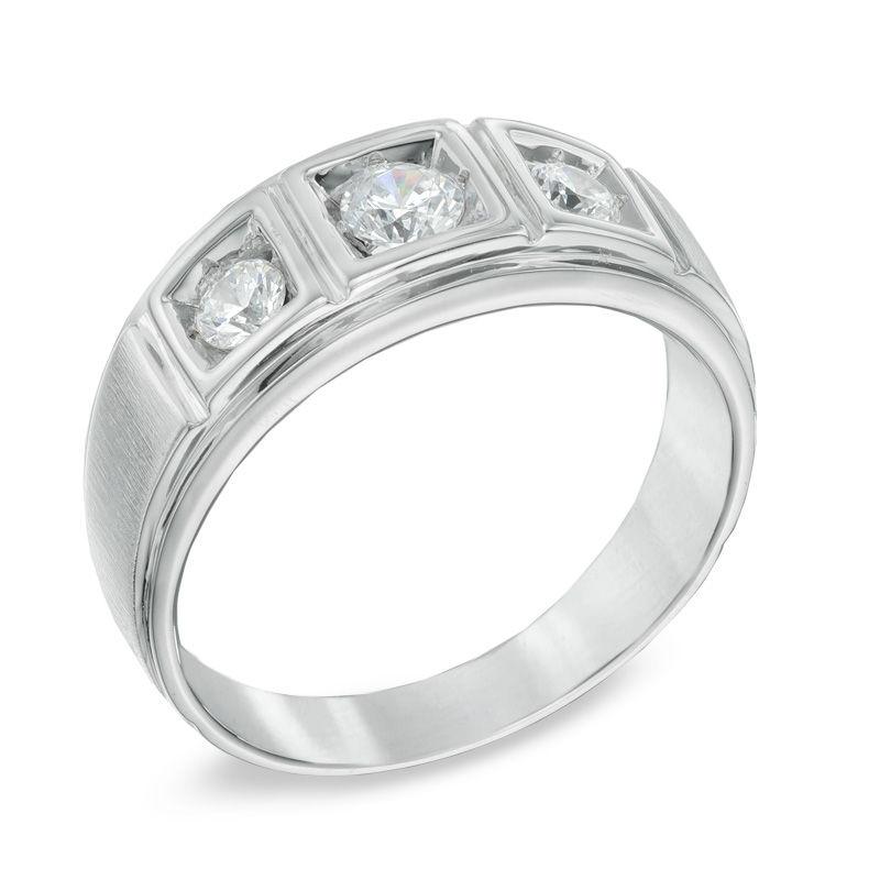0.70 CT. T.W. Diamond Three Stone Comfort Fit Ring in 10K White Gold
