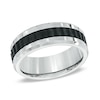 Thumbnail Image 0 of Men's 8.0mm Comfort Fit Black Titanium Sprocket Inlay Cobalt Wedding Band - Size 10