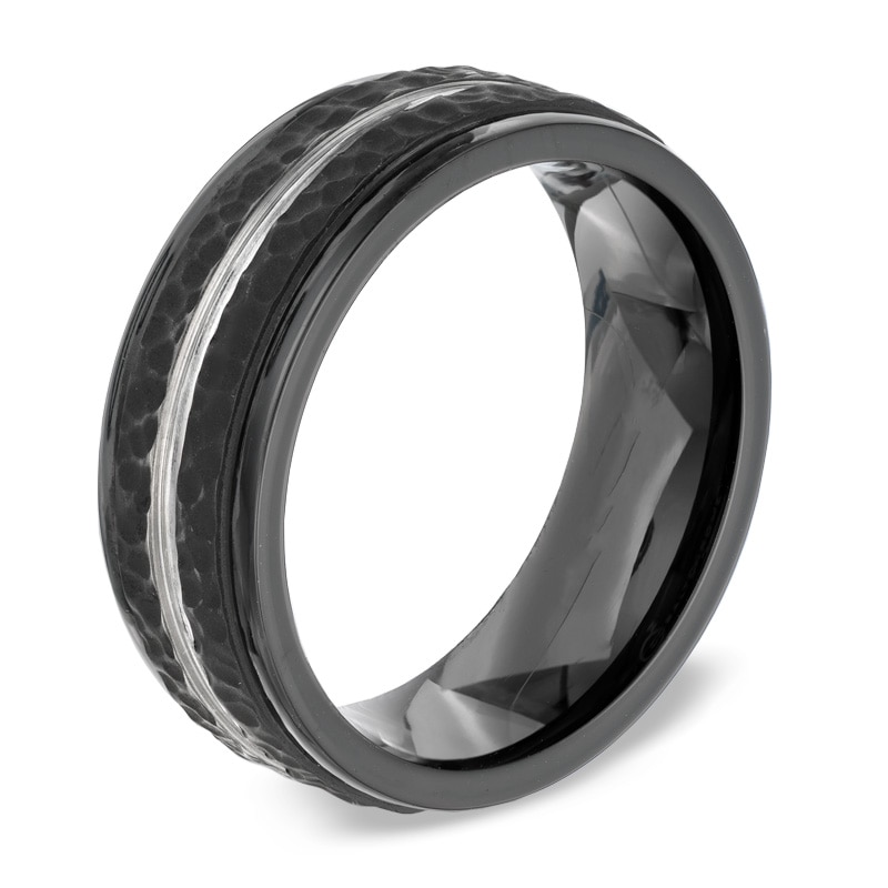 Main Image 2 of 8.0mm Comfort Fit Hammered Black Cobalt Wedding Band - Size 10