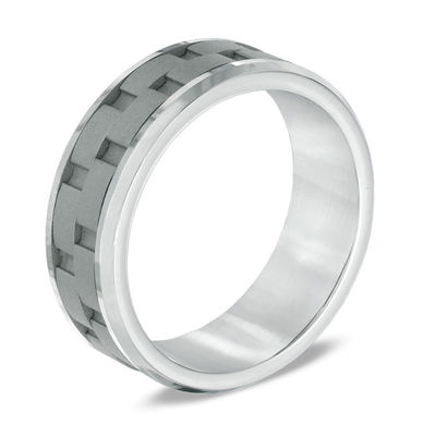 Men's 8.0mm Comfort Fit Link Inlay Cobalt Wedding Band - Size 10