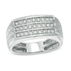 Thumbnail Image 0 of Men's 0.50 CT. T.W. Diamond Three Row Ring in 10K White Gold