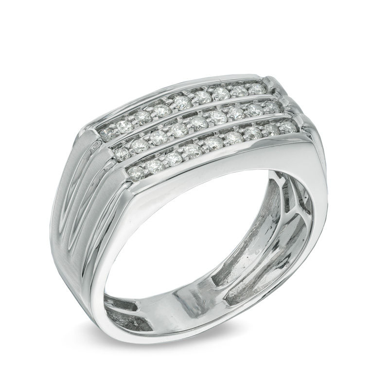 0.50 CT. T.W. Diamond Three Row Ring in 10K White Gold