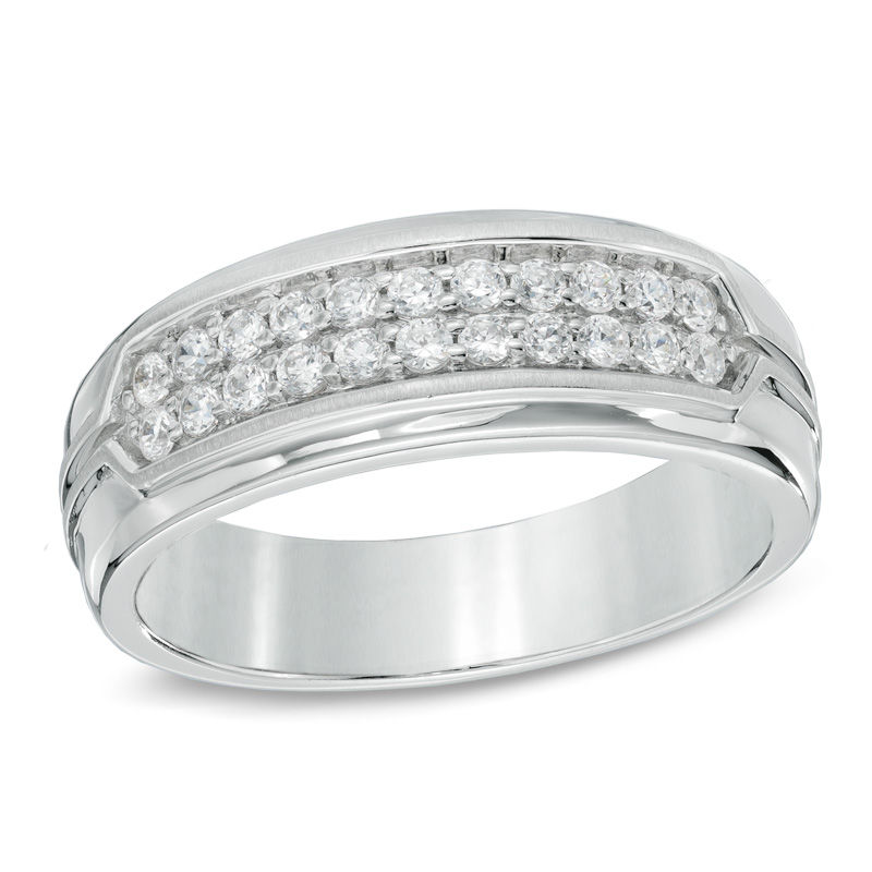 0.50 CT. T.W. Diamond Double Row Ring in 10K White Gold