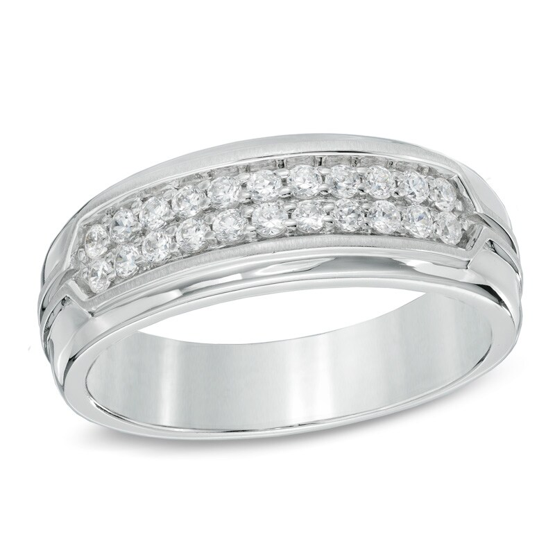 Men's 0.50 CT. T.W. Diamond Double Row Ring in 10K White Gold|Peoples Jewellers