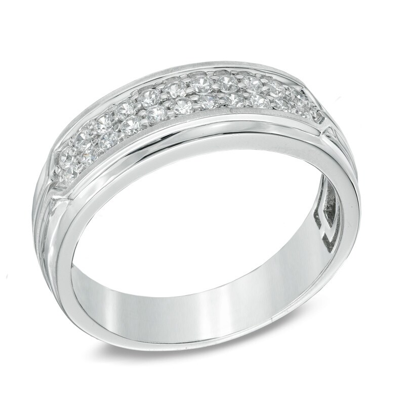 Main Image 2 of 0.50 CT. T.W. Diamond Double Row Ring in 10K White Gold