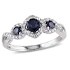 Thumbnail Image 0 of 4.0mm Blue Sapphire and 0.12 CT. T.W. Diamond Three Stone Ring in 10K White Gold
