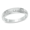 Thumbnail Image 1 of Men's 0.10 CT. T.W. Three Stone Diamond Ring in 10K White Gold