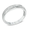 Thumbnail Image 2 of Men's 0.10 CT. T.W. Three Stone Diamond Ring in 10K White Gold