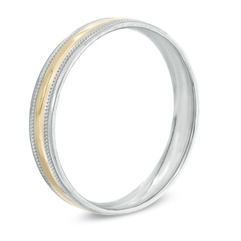 Main Image 2 of Men's 4.0mm Comfort Fit Wedding Band in 10K Two-Tone Gold - Size 10