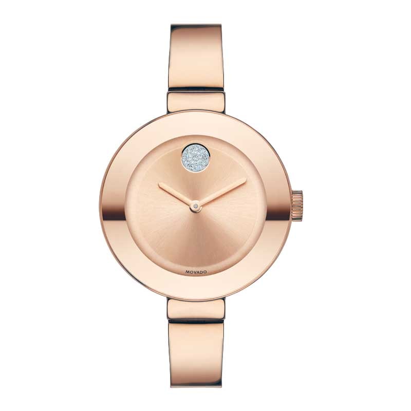 Ladies' Movado Bold® Crystal Rose-Tone Bangle Watch (Model: 3600202)|Peoples Jewellers