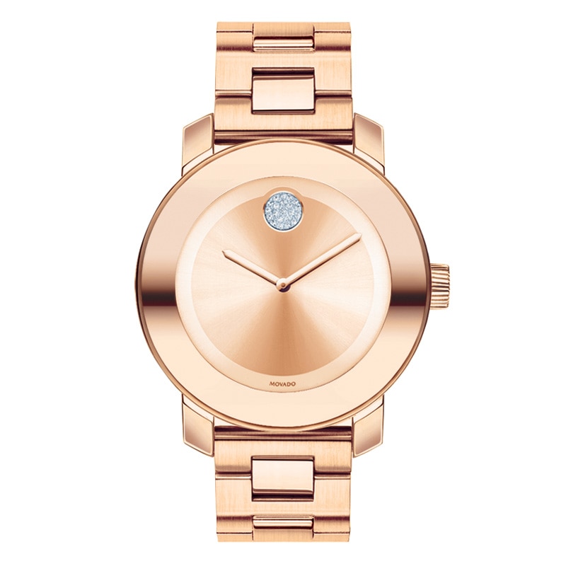 Ladies' Movado Bold® Rose-Tone Crystal Watch (Model: 3600086)|Peoples Jewellers