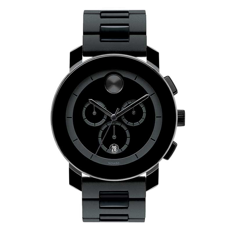 Men's Movado Bold® Chronograph Watch with Round Black Museum Dial (Model: 3600048)|Peoples Jewellers