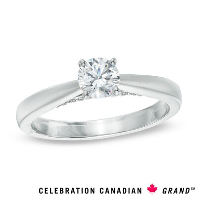 Celebration Canadian Ideal 0.50 CT. T.W. Solitaire Certified Diamond Ring in 14K White Gold (I/I1)