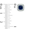 Thumbnail Image 1 of 5.0mm Cushion-Cut Lab-Created Blue and White Sapphire Frame Stud Earrings in Sterling Silver