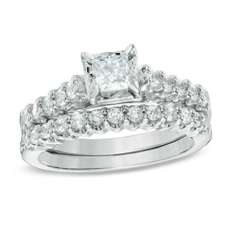 1.00 CT. T.W. Princess-Cut Diamond Bridal Set in 14K White Gold|Peoples Jewellers