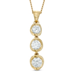 0.50 CT. T.W. Certified Canadian Diamond Three Stone Drop Pendant in 14K Gold (I/I2) - 17&quot;