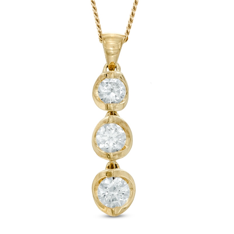 Main Image 1 of 0.50 CT. T.W. Certified Canadian Diamond Three Stone Drop Pendant in 14K Gold (I/I2) - 17"