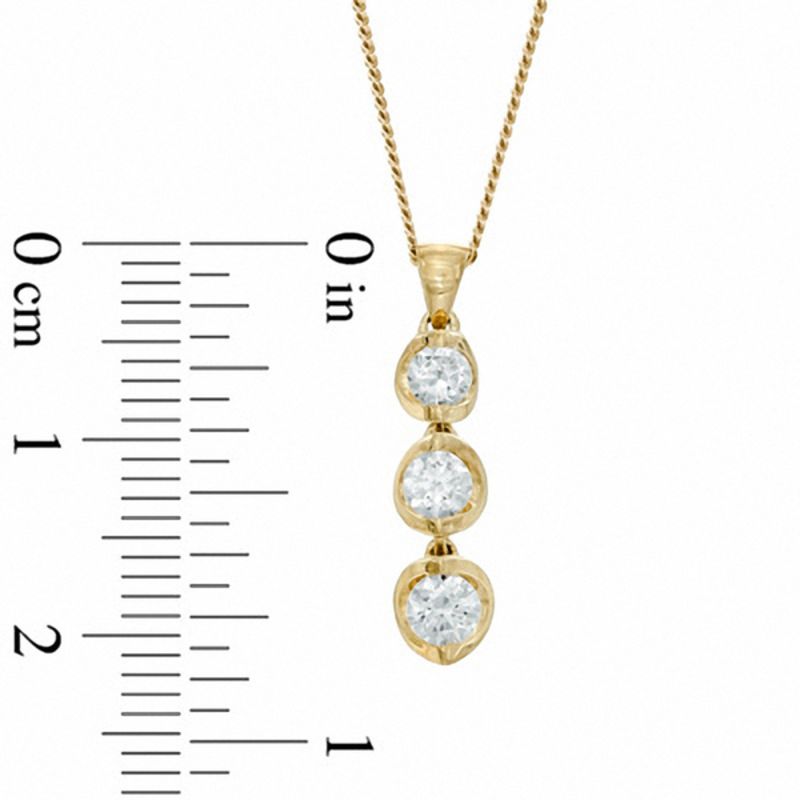 Main Image 2 of 0.50 CT. T.W. Certified Canadian Diamond Three Stone Drop Pendant in 14K Gold (I/I2) - 17"