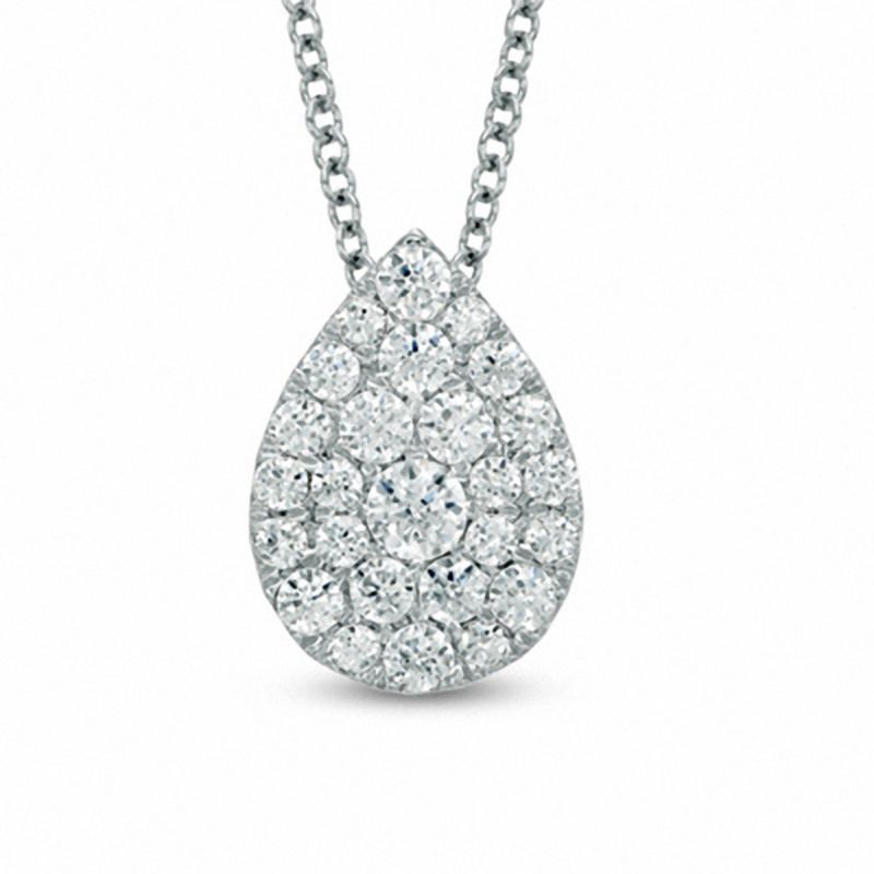0.50 CT. T.W. Diamond Pear-Shaped Cluster Pendant in 10K White Gold