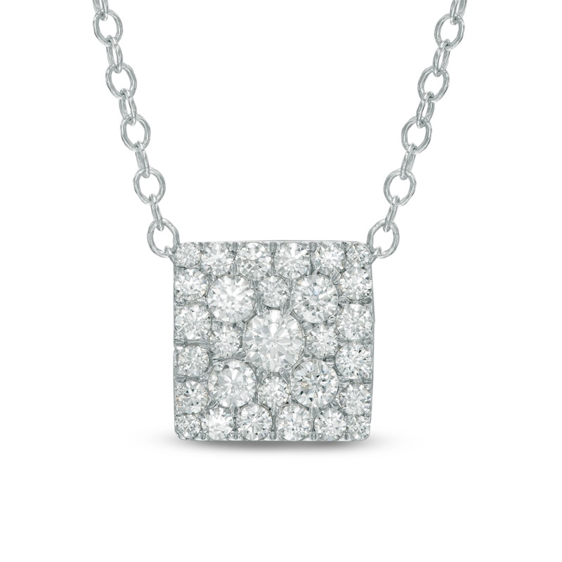 0.50 CT. T.W. Diamond Square Cluster Pendant in 10K White Gold