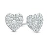 Thumbnail Image 1 of 0.50 CT. T.W. Diamond Heart-Shaped Cluster Stud Earrings in 10K White Gold
