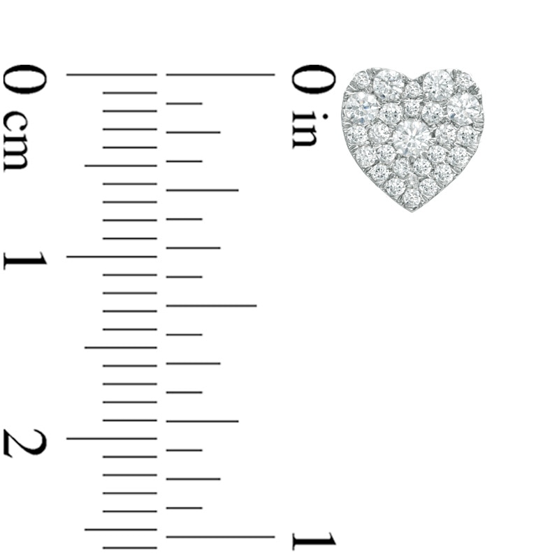 Main Image 2 of 0.50 CT. T.W. Diamond Heart-Shaped Cluster Stud Earrings in 10K White Gold