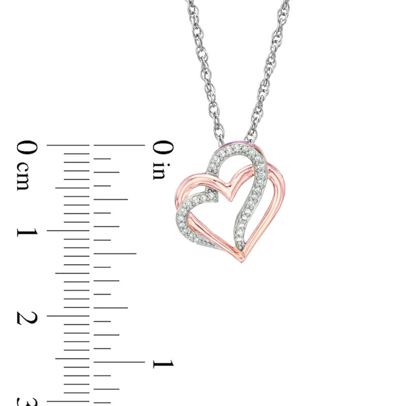 Diamond Accent Double Heart Pendant in 10K Rose Gold
