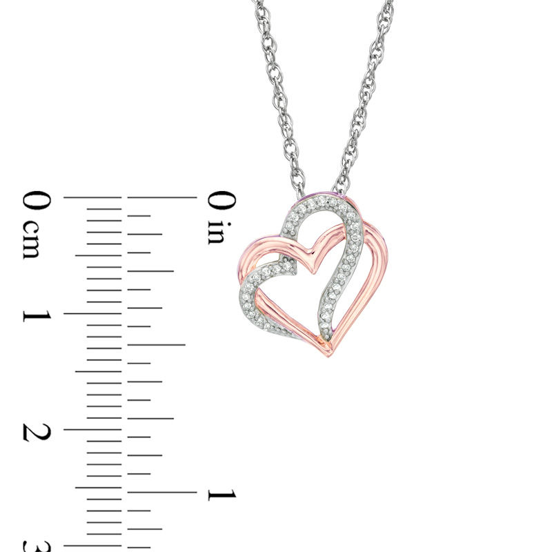 Main Image 2 of Diamond Accent Double Heart Pendant in 10K Rose Gold