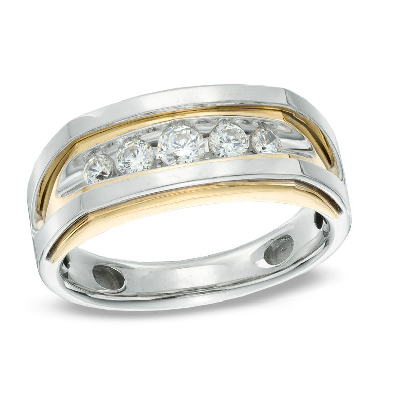 Men's 0.50 CT. T.W. Diamond Five Stone Ring in 10K Two-Tone Gold