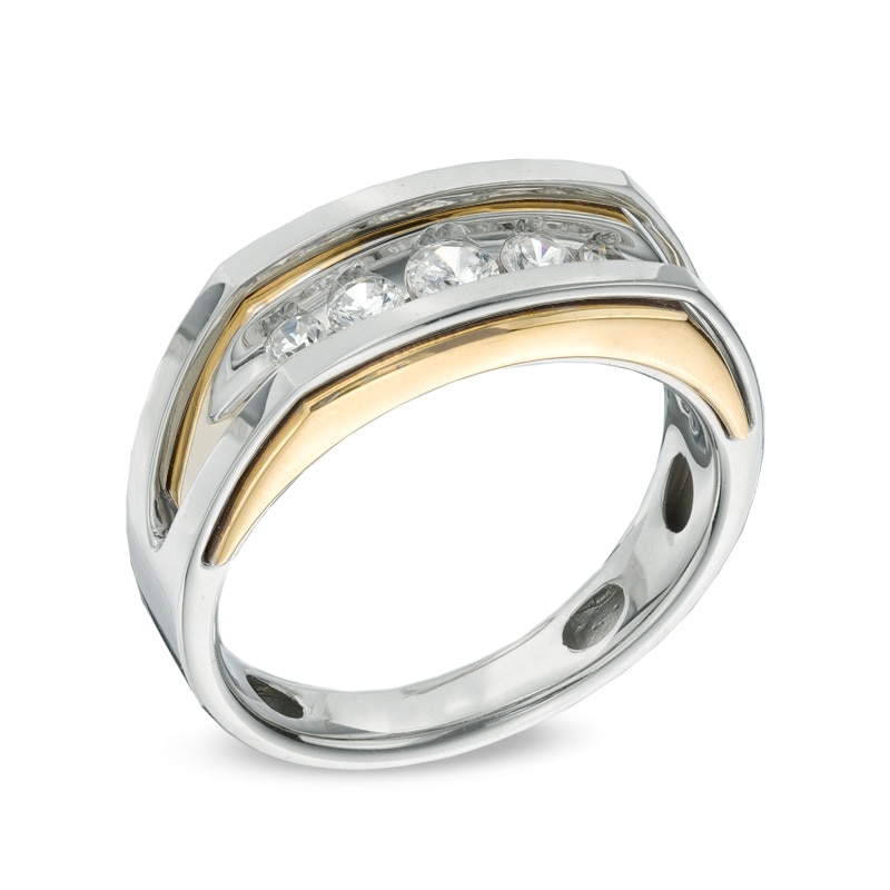 Men's 0.50 CT. T.W. Diamond Five Stone Ring in 10K Two-Tone Gold