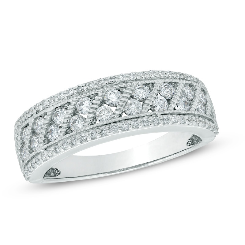 Main Image 1 of 0.75 CT. T.W. Diamond Vintage-Style Anniversary Band in 14K White Gold