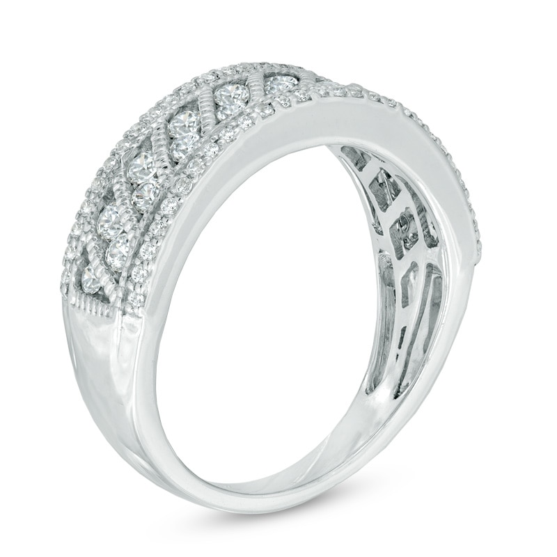 0.75 CT. T.W. Diamond Vintage-Style Anniversary Band in 14K White Gold