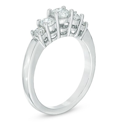 1.00 CT. T.W. Diamond Five Stone Engagement Ring in 14K White Gold
