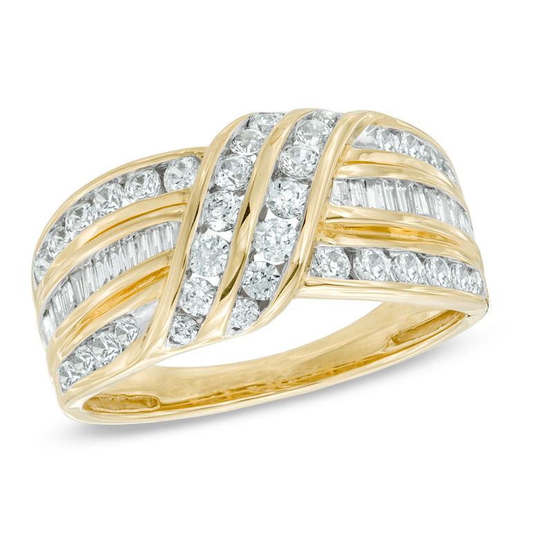 1.00 CT. T.W. Diamond Crossover Band in 10K Gold|Peoples Jewellers