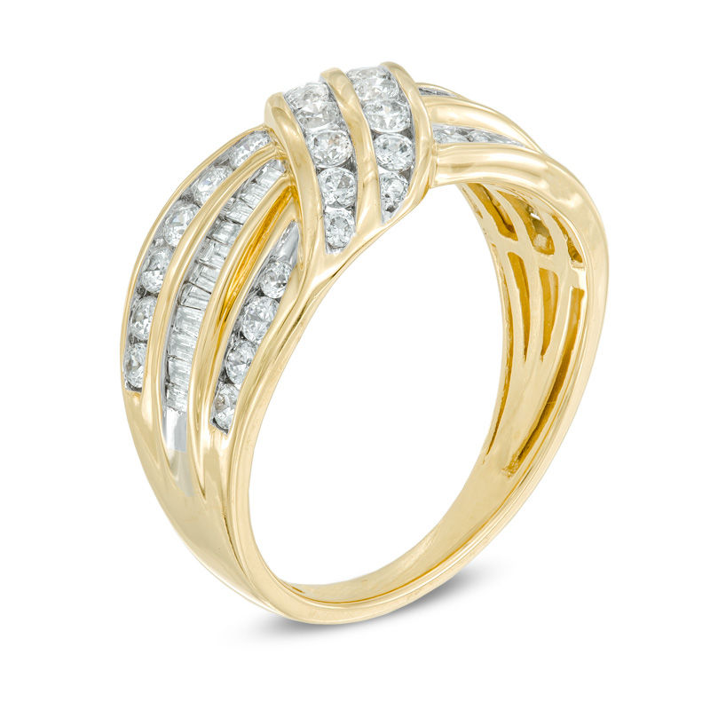 1.00 CT. T.W. Diamond Crossover Band 10K Gold