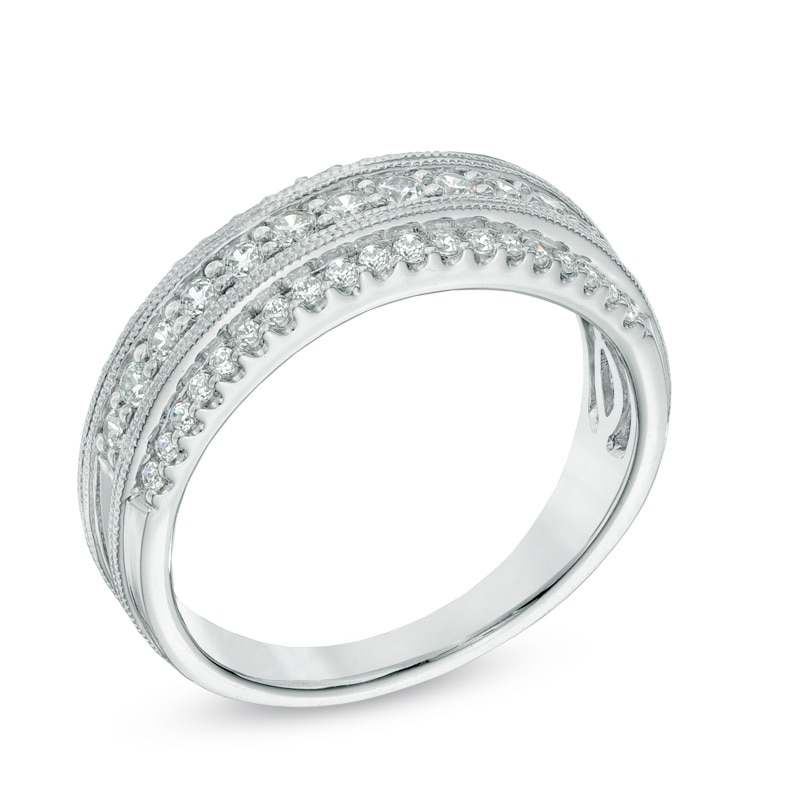 0.50 CT. T.W. Diamond Vintage-Style Anniversary Band in 14K White Gold