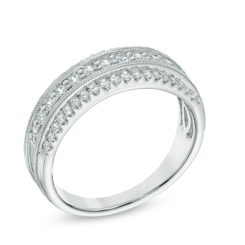 0.50 CT. T.W. Diamond Vintage-Style Anniversary Band in 14K White Gold|Peoples Jewellers