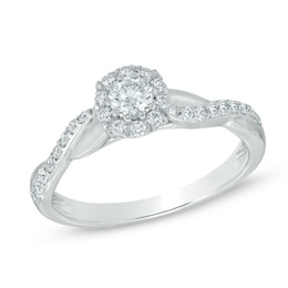 0.50 CT. T.W. Diamond Twist Engagement Ring in 10K White Gold