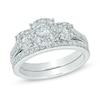 Thumbnail Image 0 of 1.00 CT. T.W. Diamond Three Stone Frame Bridal Set in 14K White Gold