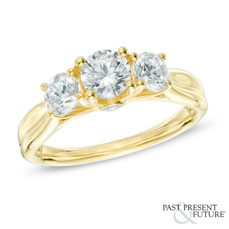 1.45 CT. T.W. Diamond Past Present Future® Engagement Ring in 14K Gold