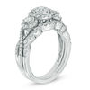 Thumbnail Image 2 of 0.95 CT. T.W. Diamond Cluster Three Stone Bridal Set in 14K White Gold