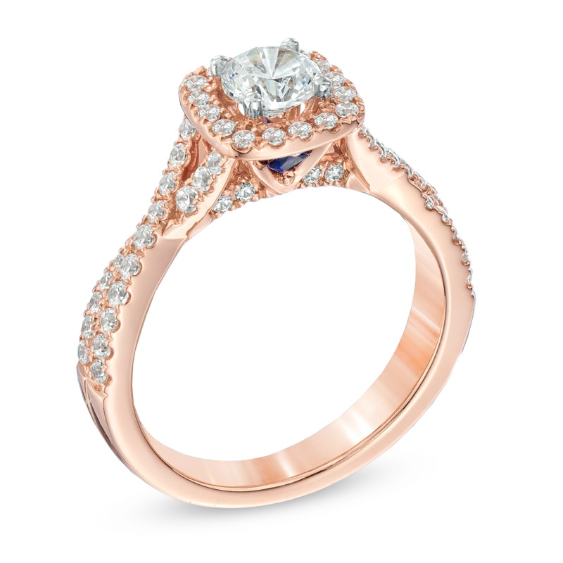Vera Wang Love Collection 0.95 CT. T.W. Diamond Square Frame Engagement Ring in 14K Rose Gold