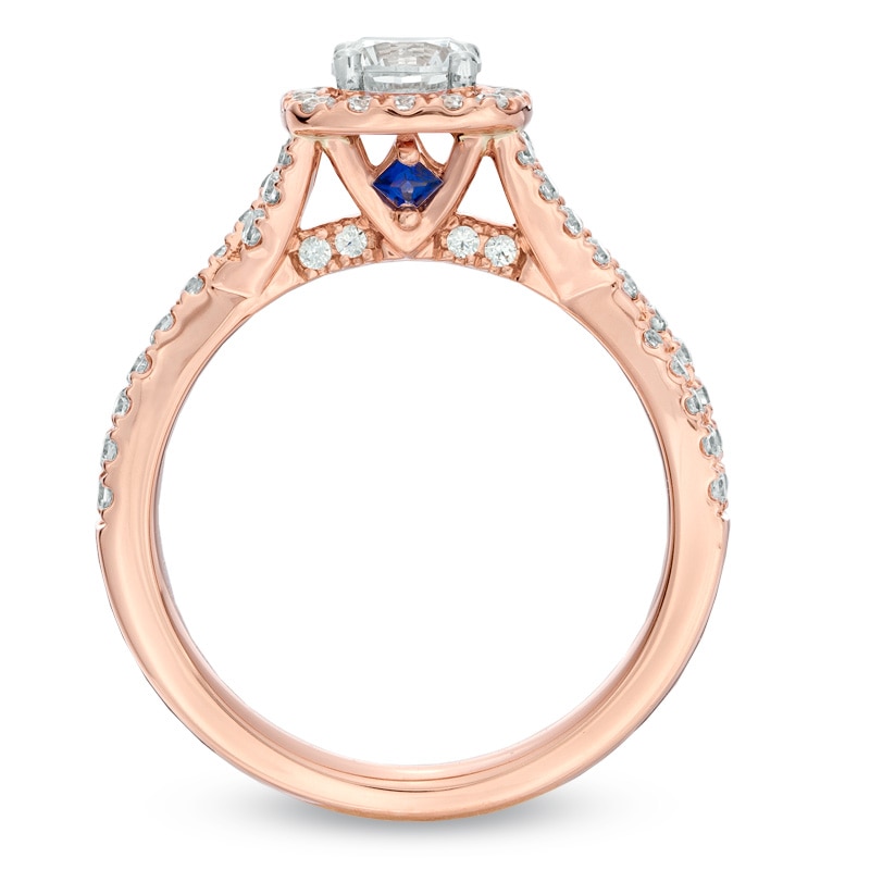 Main Image 3 of Vera Wang Love Collection 0.95 CT. T.W. Diamond Square Frame Engagement Ring in 14K Rose Gold